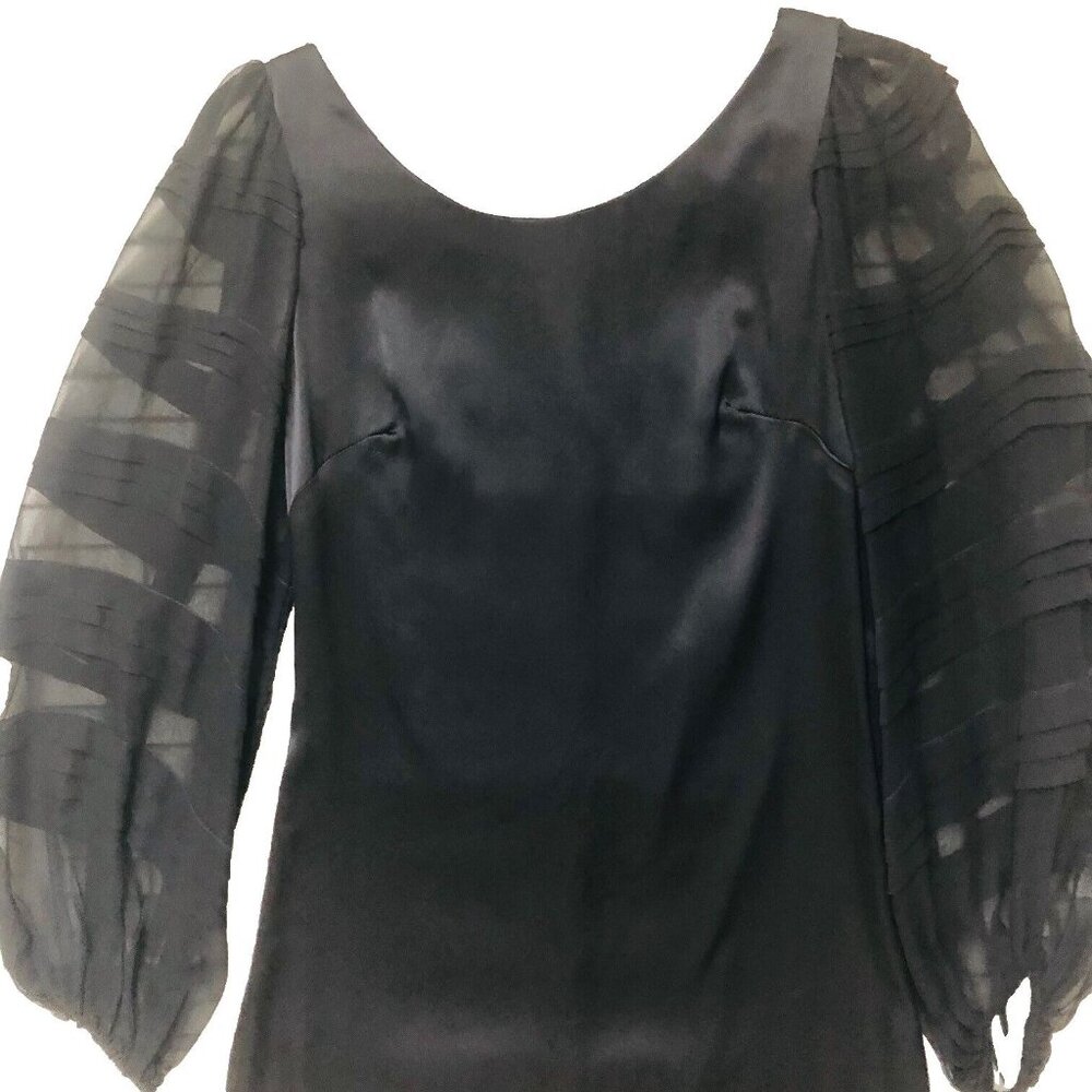 NWT ABS Silk Cocktail Dress Women's 2 LBD Balloon Slv Lined USA $260 Neiman Marc - Picture 2 of 11